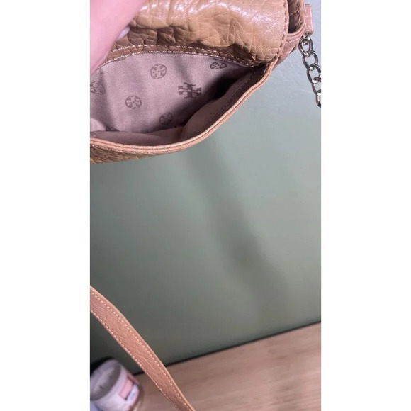 B12 Tory Burch Fleming Tan Leather Convertible Shoulder Bag - Picture 11 of 13